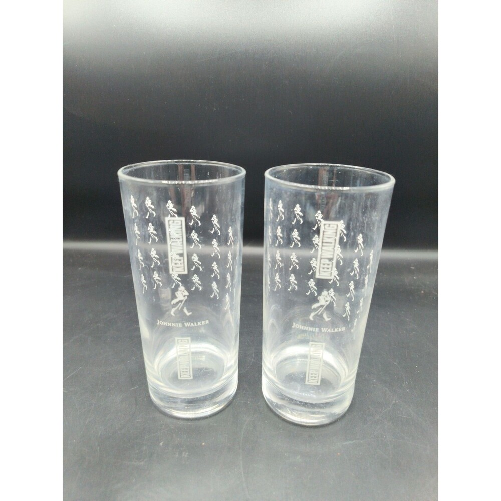 Set of 2 Johnnie Walker Keep Walking 12oz Cocktail High Ball Glass 5-3/4" Tall